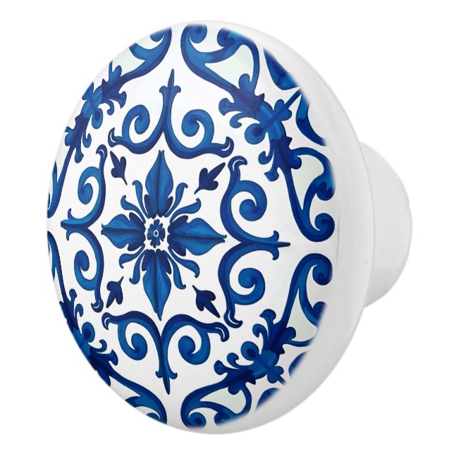 Italian style,Mediterranean,mosaic,blue, Ceramic Knob (Right)