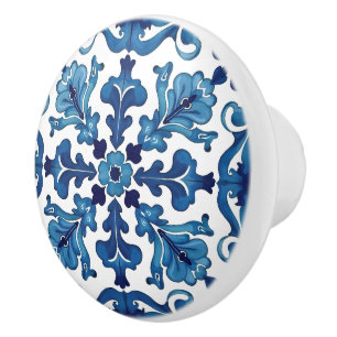 Italian style,Mediterranean,mosaic,blue, Ceramic Knob