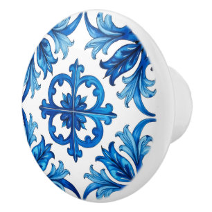 Italian style,Mediterranean,mosaic,blue, Ceramic Knob