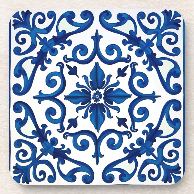 Italian style,Mediterranean,mosaic,blue, Coaster (Front)