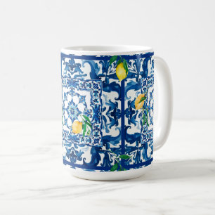 Italian style,Mediterranean,mosaic,blue, Coffee Mug