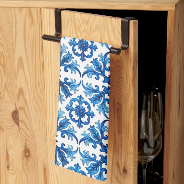 Italian style,Mediterranean,mosaic,blue, Kitchen Towel (Thirds Fold)