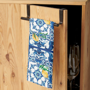 Italian style,Mediterranean,mosaic,blue, Kitchen Towel
