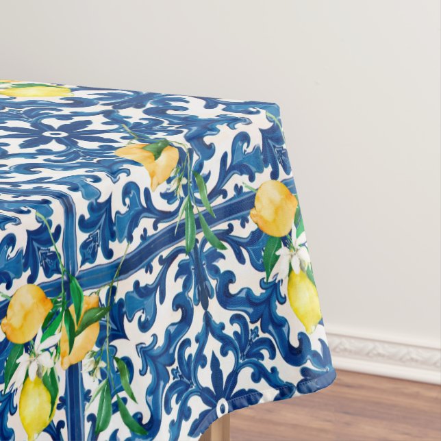 Italian style,Mediterranean,mosaic,blue,lemon, Tablecloth (In Situ)