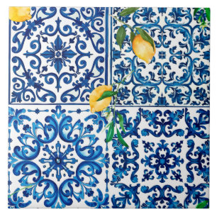 Italian style,Mediterranean,mosaic,blue,lemon, Tile