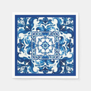 Italian style,Mediterranean,mosaic,blue, Napkin