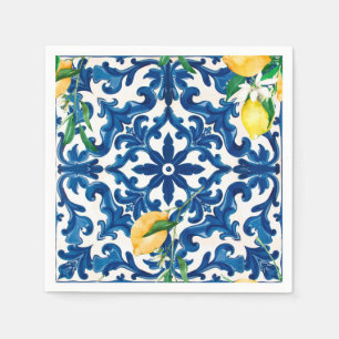 Italian style,Mediterranean,mosaic,blue, Napkin