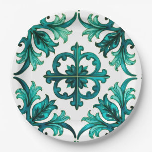 Italian style,mosaic,green paper plate