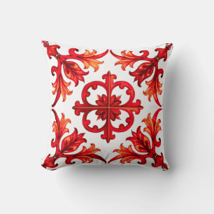Italian style,mosaic,red throw pillow