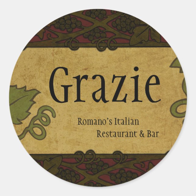 Italian Style - Restaurant/Store Add Round Sticker (Front)
