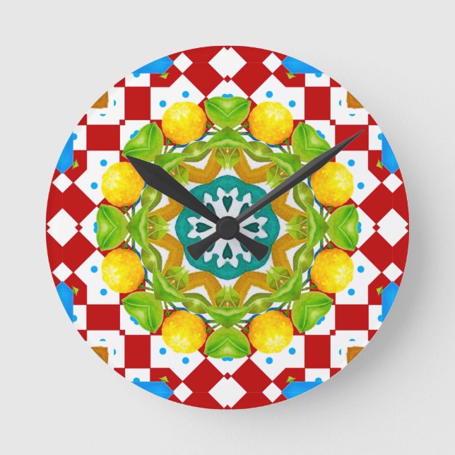 Italian style,tiles,majolica All-Over Print Round Clock (Front)