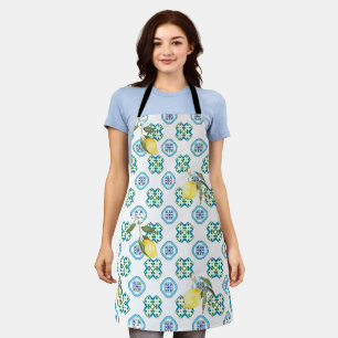 Italian style,tiles,majolica,lemon ,All-Over Print Apron