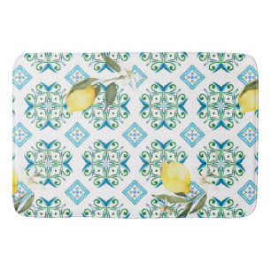 Italian style,tiles,majolica,lemon ,All-Over Print Bath Mat
