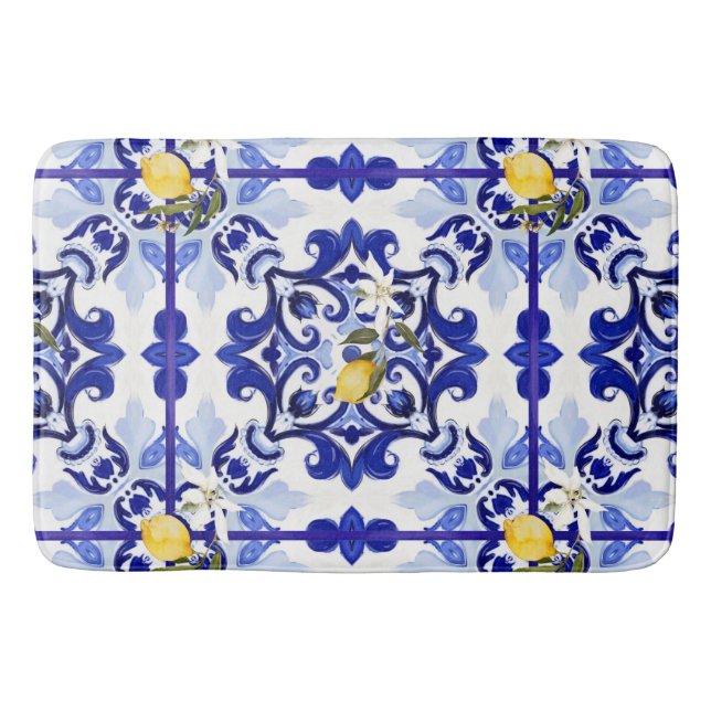Italian style,tiles,majolica,lemon ,All-Over Print Bath Mat (Front)