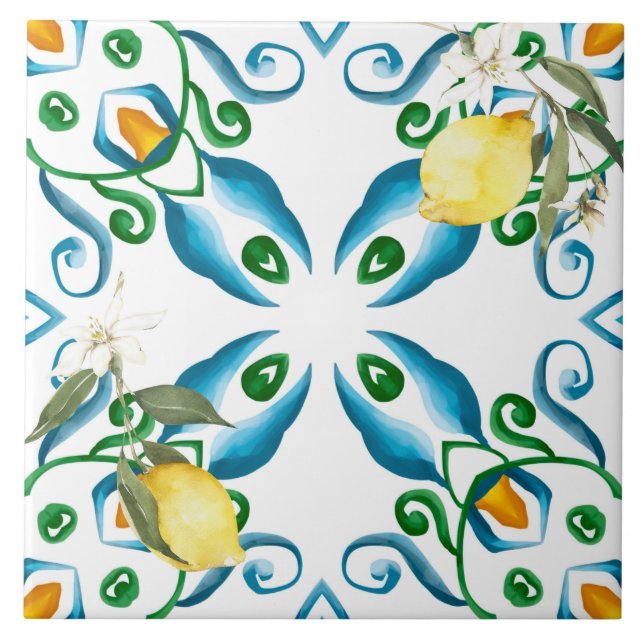 Italian style,tiles,majolica,lemon ,All-Over Print Tile (Front)