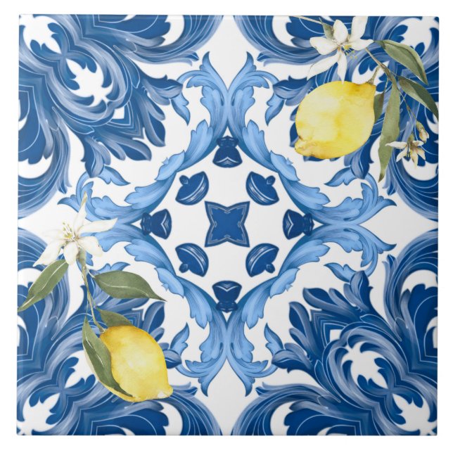 Italian style,tiles,majolica,lemon ,All-Over Print Tile (Front)
