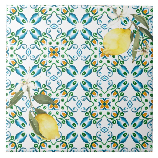 Italian style,tiles,majolica,lemon ,All-Over Print Tile (Front)