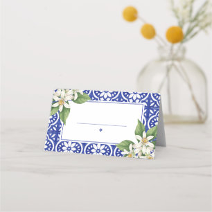 Italian Summer Blue Tile Wedding Place Cards