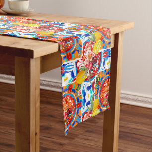 Italian,summer,citrus,floral motifs long table runner