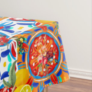 Italian,summer,citrus,floral motifs  tablecloth