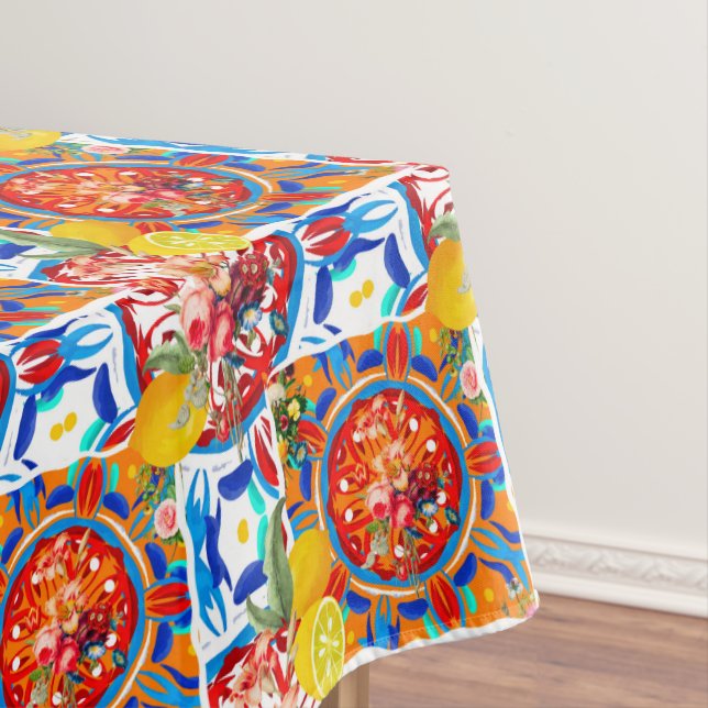 Italian,summer,citrus,floral motifs    tablecloth (In Situ)