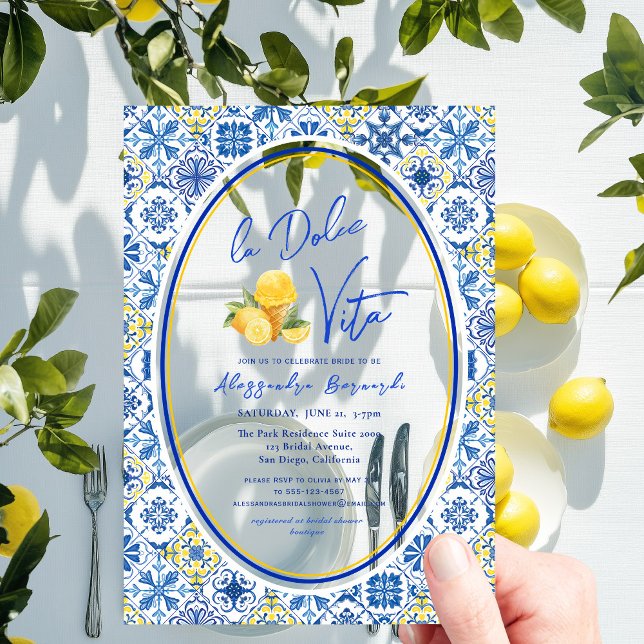 Italian Summer La Dolce Vita Bridal Shower Acrylic Invitations (Creator Uploaded)
