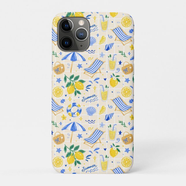Italian Summer Lemon Beach Pattern Case-Mate iPhone Case (Back)