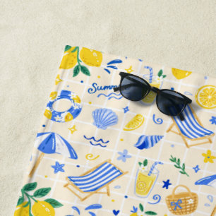 Italian Summer Lemon Beach Pattern Towel