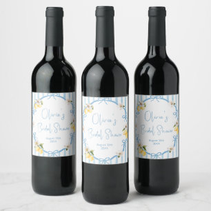 Italian Summer Lemon Coastal Bridal Shower Wine Label