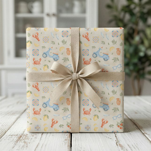 Italian Summer Mediterranean Wrapping Paper  (Creator Uploaded)