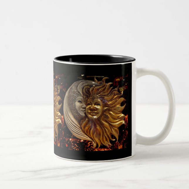 Italian Sun & Moon Carnaval Masks Two-Tone Coffee Mug (Right)