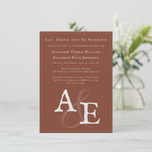 Italian Sunset Orange Minimalist Monogram Invitation