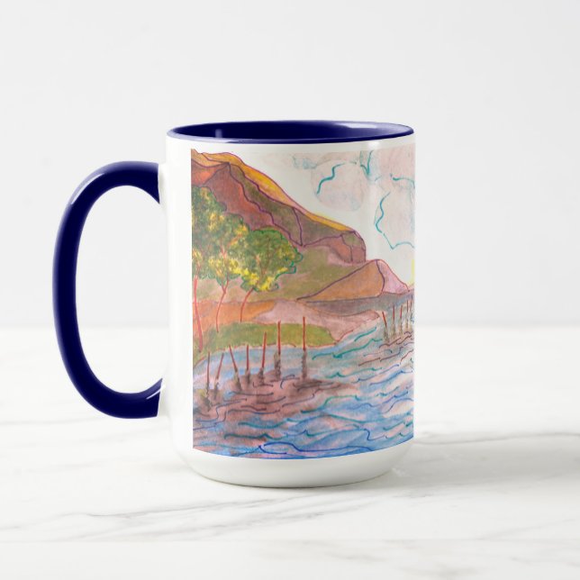 Italian Sunset Watercolor  Mug (Left)