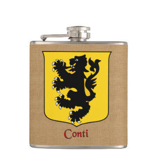Italian Surname Conti Historical Heraldic Shield Hip Flask
