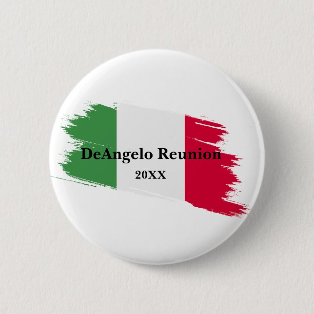 Italian Surname Name Custom Flag Colours Reunion 2 Inch Round Button (Front)