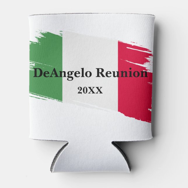 Italian Surname Name Custom Flag Colours Reunion Can Cooler (Front)