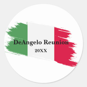 Italian Surname Name Custom Flag Colours Reunion Classic Round Sticker