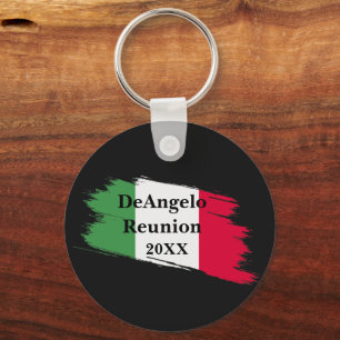 Italian Surname Name Custom Flag Colours Reunion Keychain