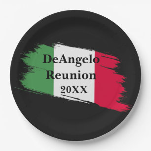 Italian Surname Name Custom Flag Colours Reunion Paper Plate