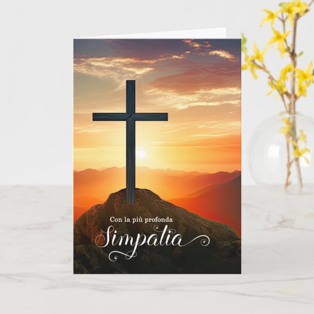 Italian Sympathy Con la Comprensione Sunset Cross Card (Yellow Flower)