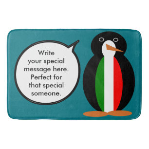 Italian Talking Ms Penguin Personalized  Bath Mat