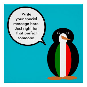 Italian Talking Ms Penguin Personalized Poster