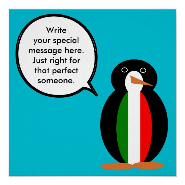 Italian Talking Ms Penguin Personalized  Poster (Front)