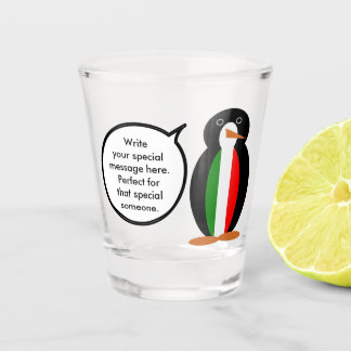 Italian Talking Ms Penguin Personalized  Shot Glass