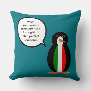 Italian Talking Ms Penguin Personalized Throw Pillow