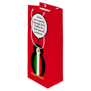 Italian Talking Ms Penguin Personalized Wine Gift Bag