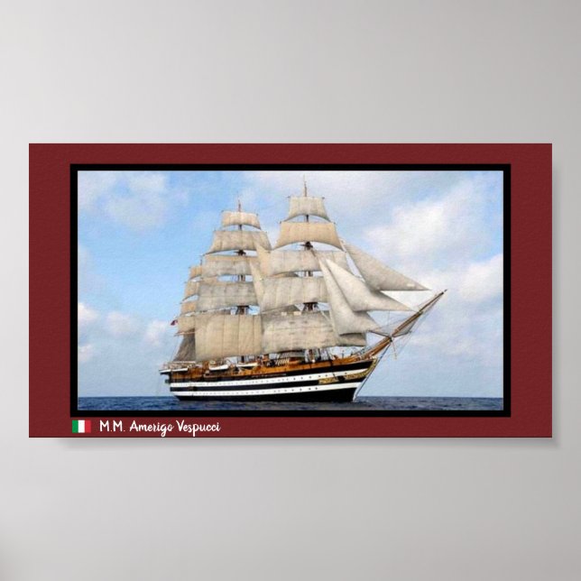 Italian Tall Ship Amerigo Vespucci Poster (Front)