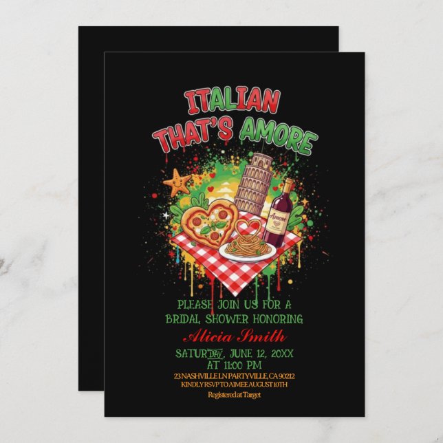 Italian That's Amore Bridal Shower Invitation (Devant / Derrière)