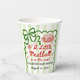 Italian Theme Baby Shower Green Bow Paper Cups