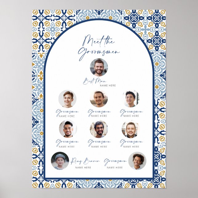 Italian Tile Groomsmen Introduction Poster (Front)